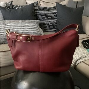 Vintage Coach Red Leather 9844 Pouchette Mini Purse